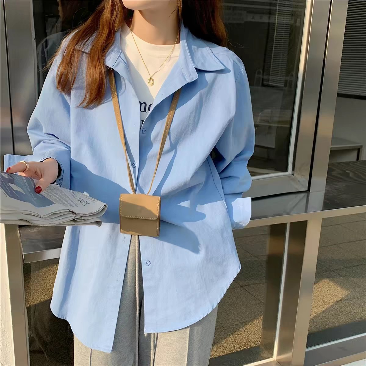 DAZY Women's Solid Blue Casual Shirt