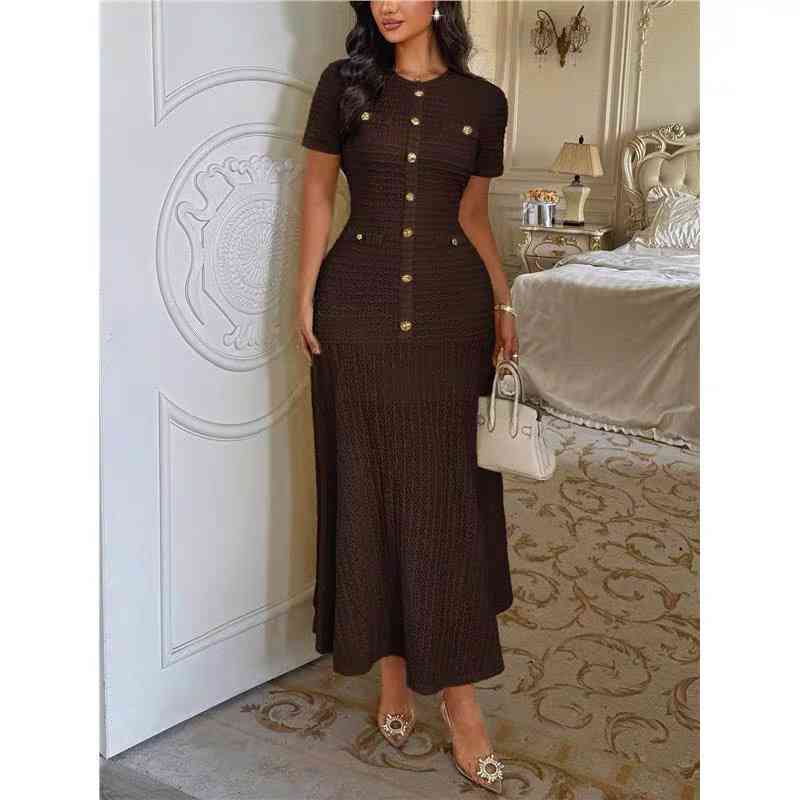 Tweed knit mermaid maxi dress