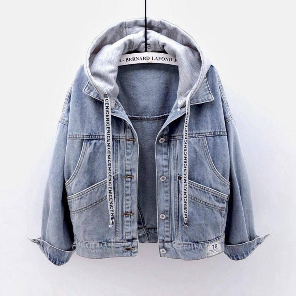 Women's oversized, mock two-piece layered denim jacket