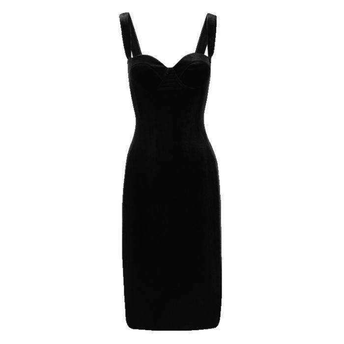 Black velvet bodycon dress