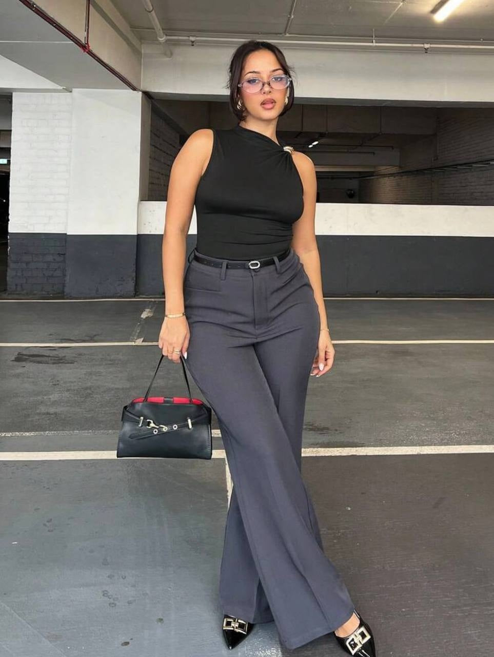 Casual business flared woven trouser