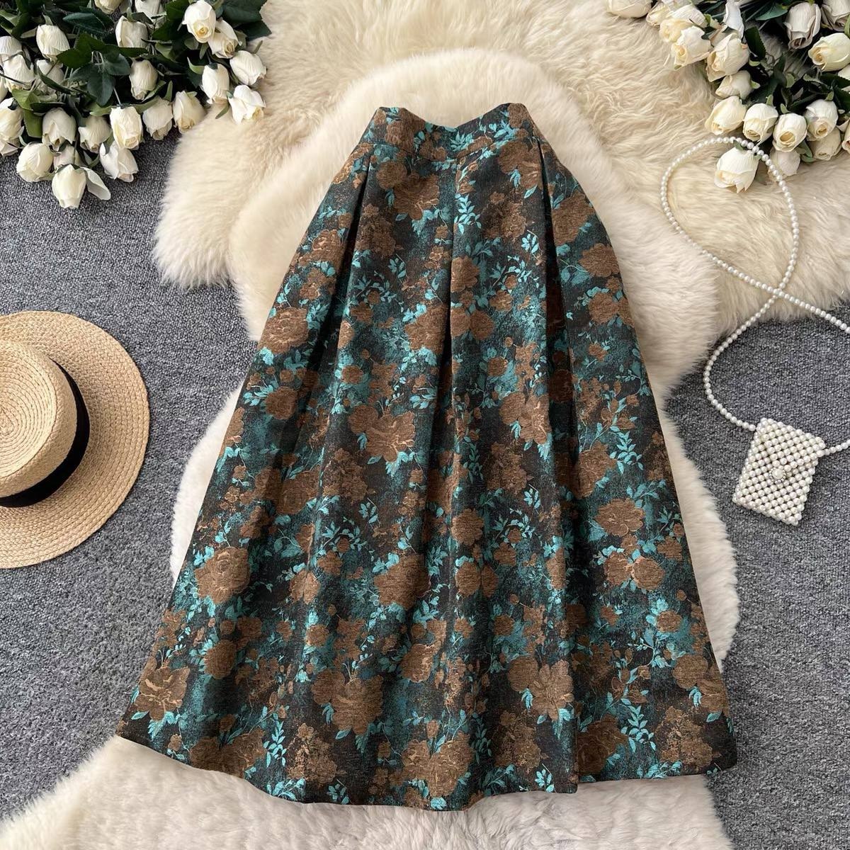 High waisted A line midi/maxi skirt
