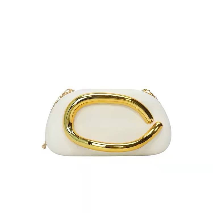 Ivory or beige white evening clutch bag