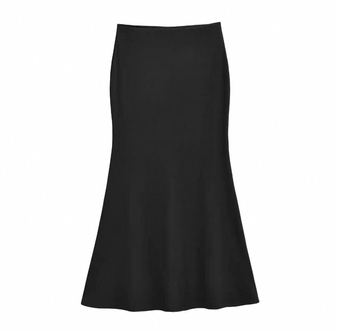 Black satin women skirt