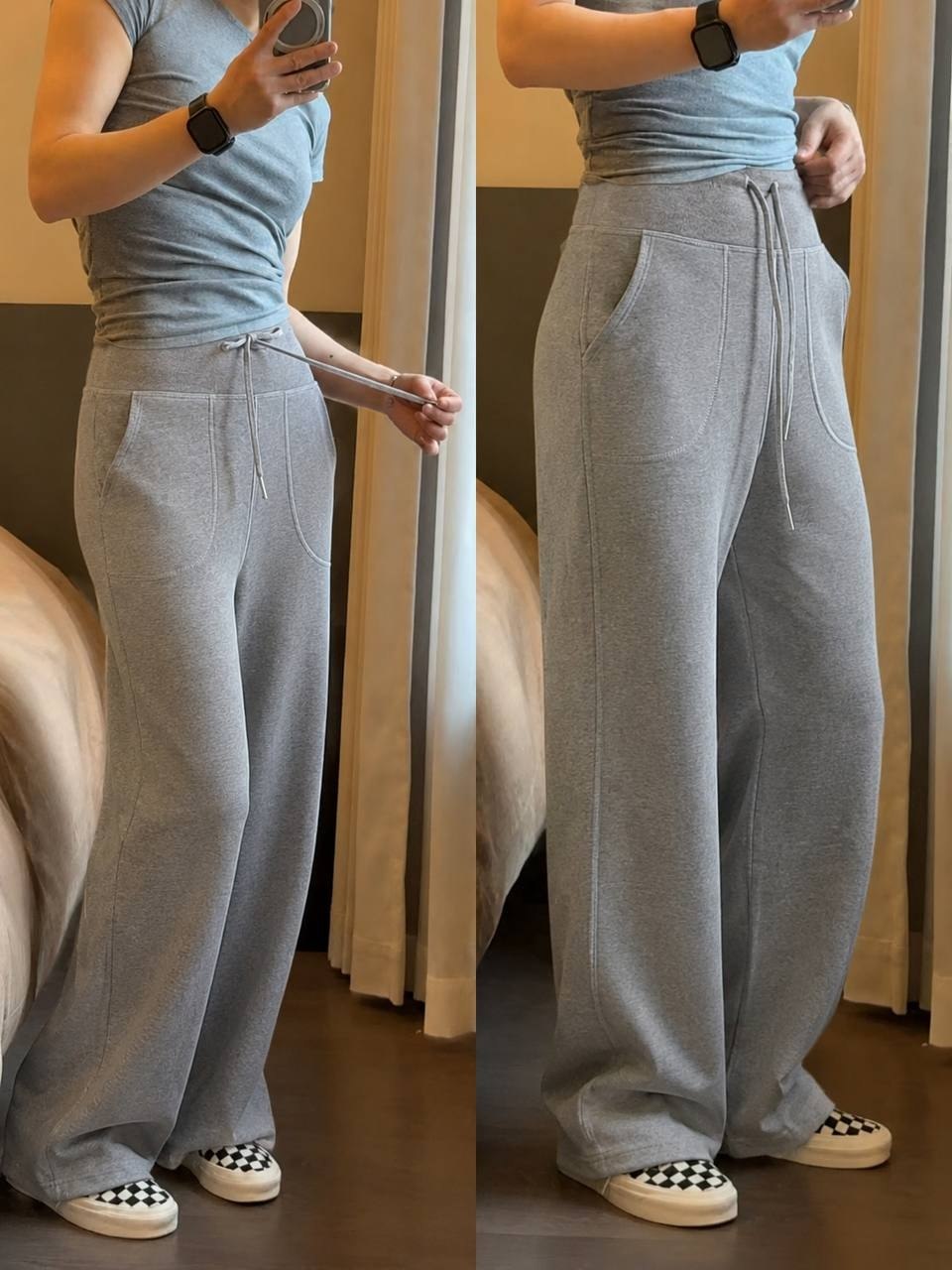 Heather grey wide-leg sweatpants