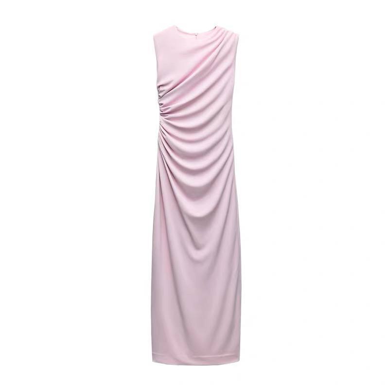 Zara chalk pink Draped Midi Dress