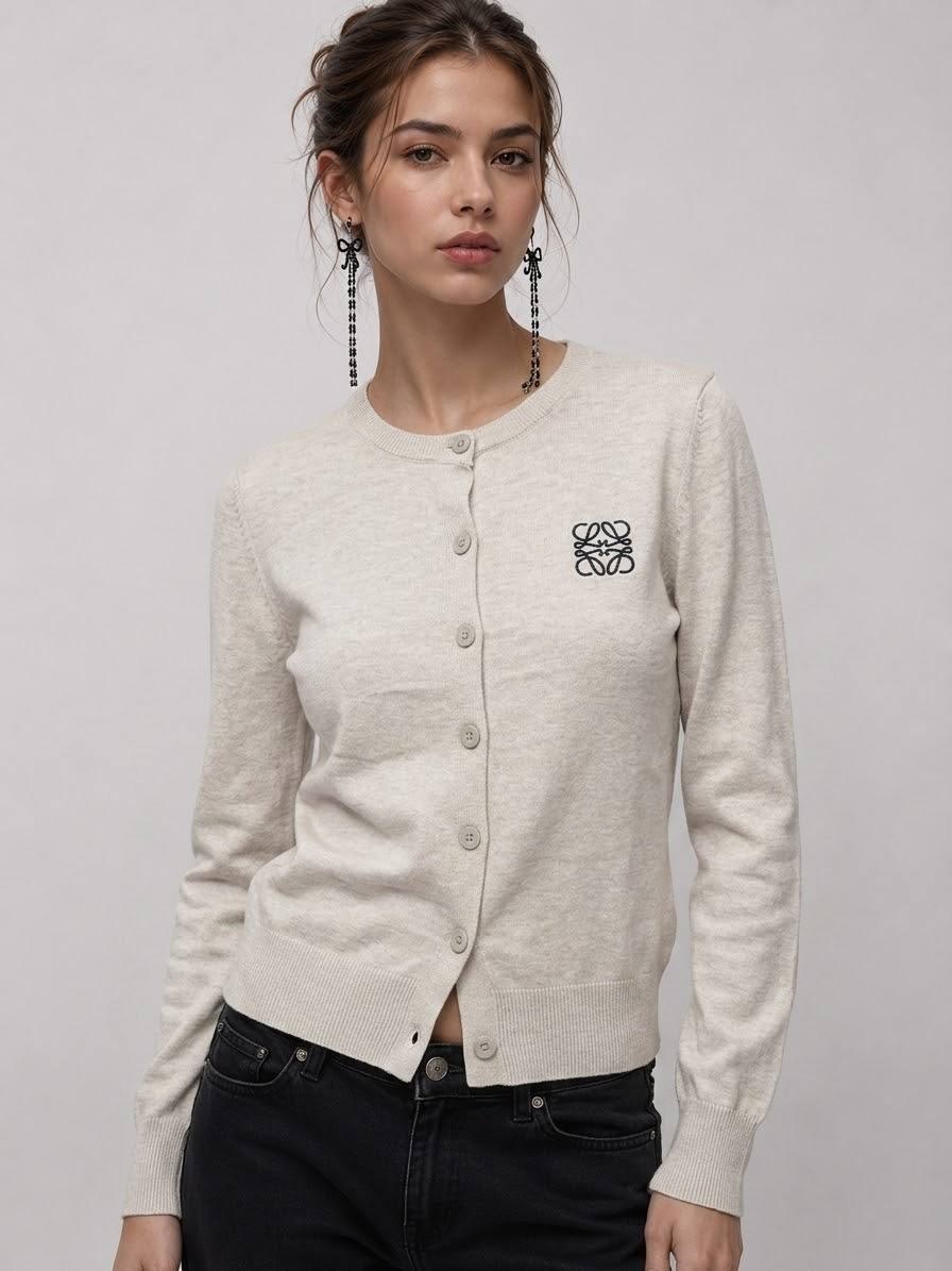 Loewe Anagram Crew-Neck Cardigan