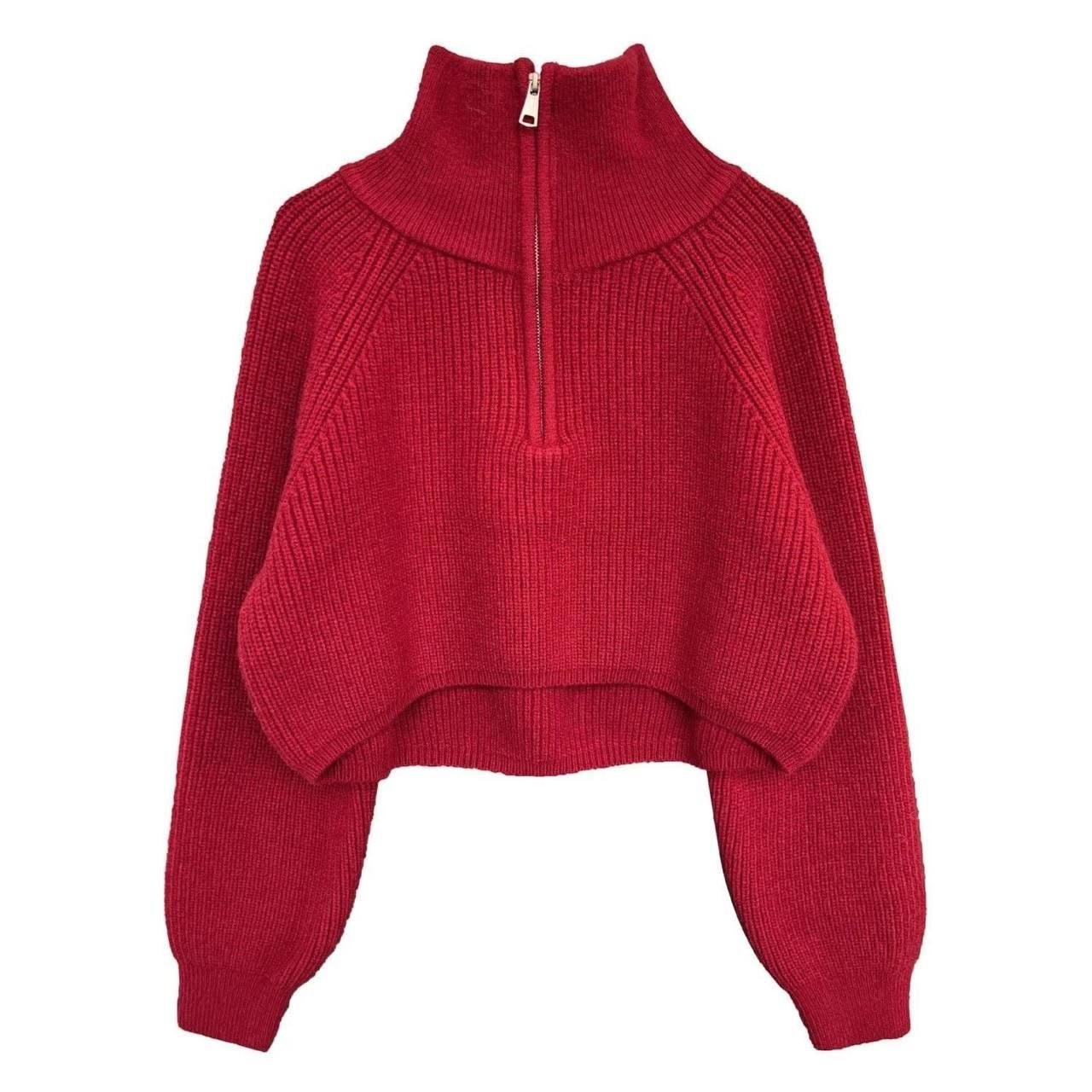 women's chunky rib-knit cropped pullover sweater