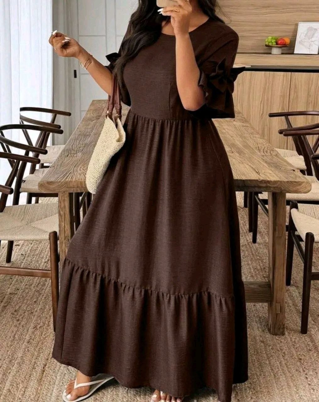 Chocolate brown maxi dress