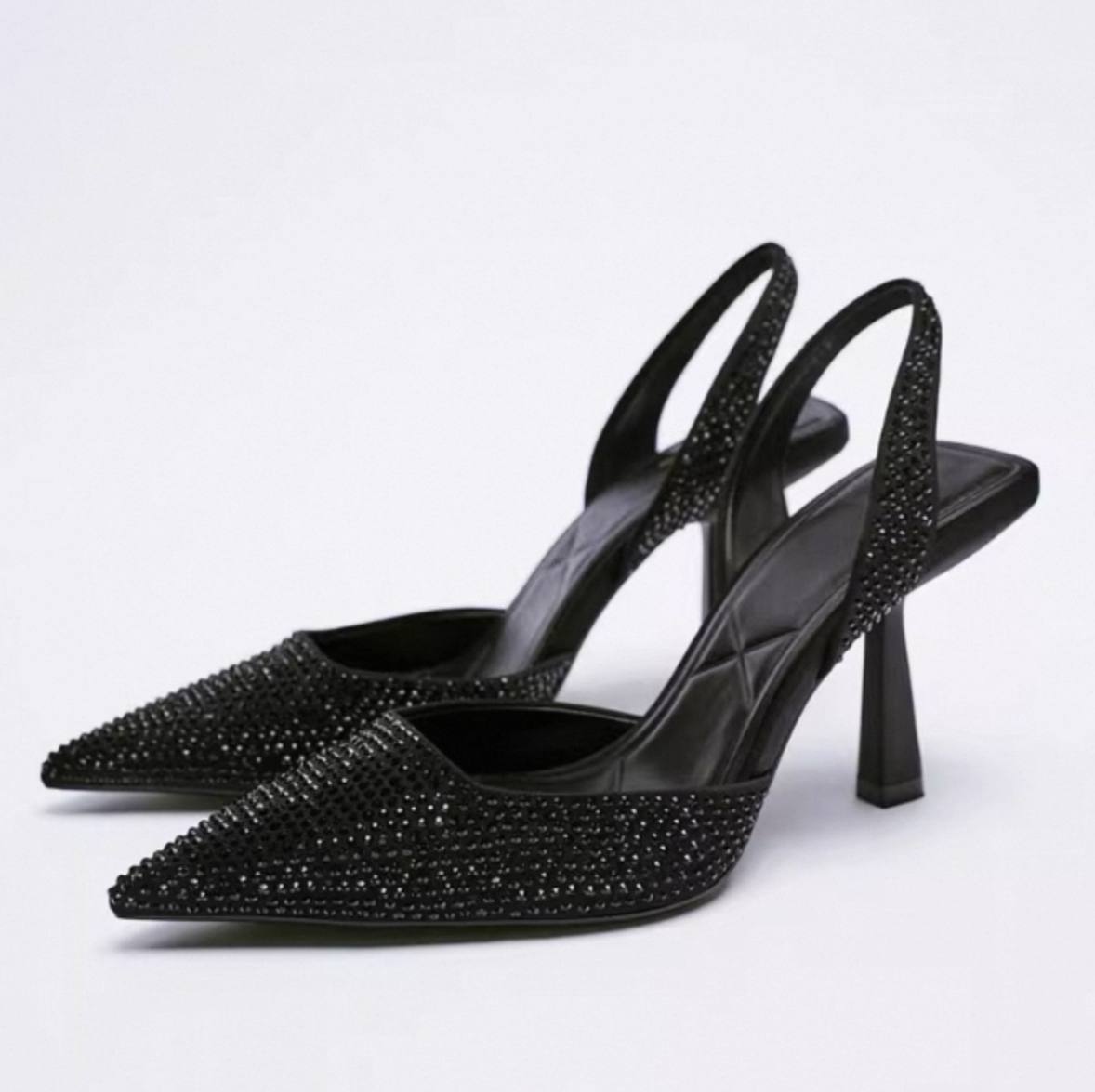 Black slingback high heel mule women shoes