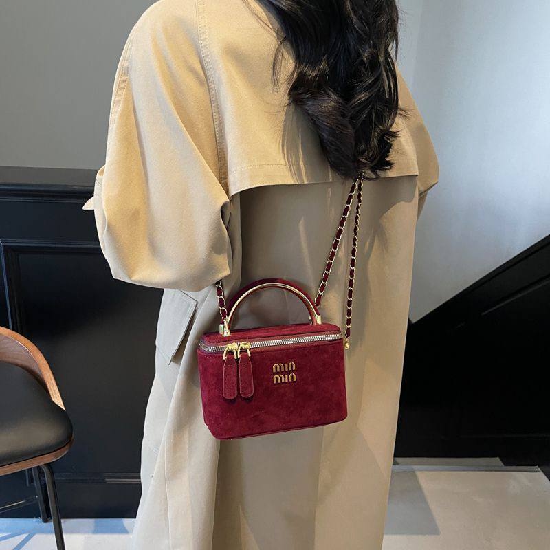 Miu Miu red velvet box-style mini bag