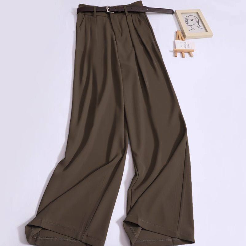 Wide-leg chocolate brown trousers