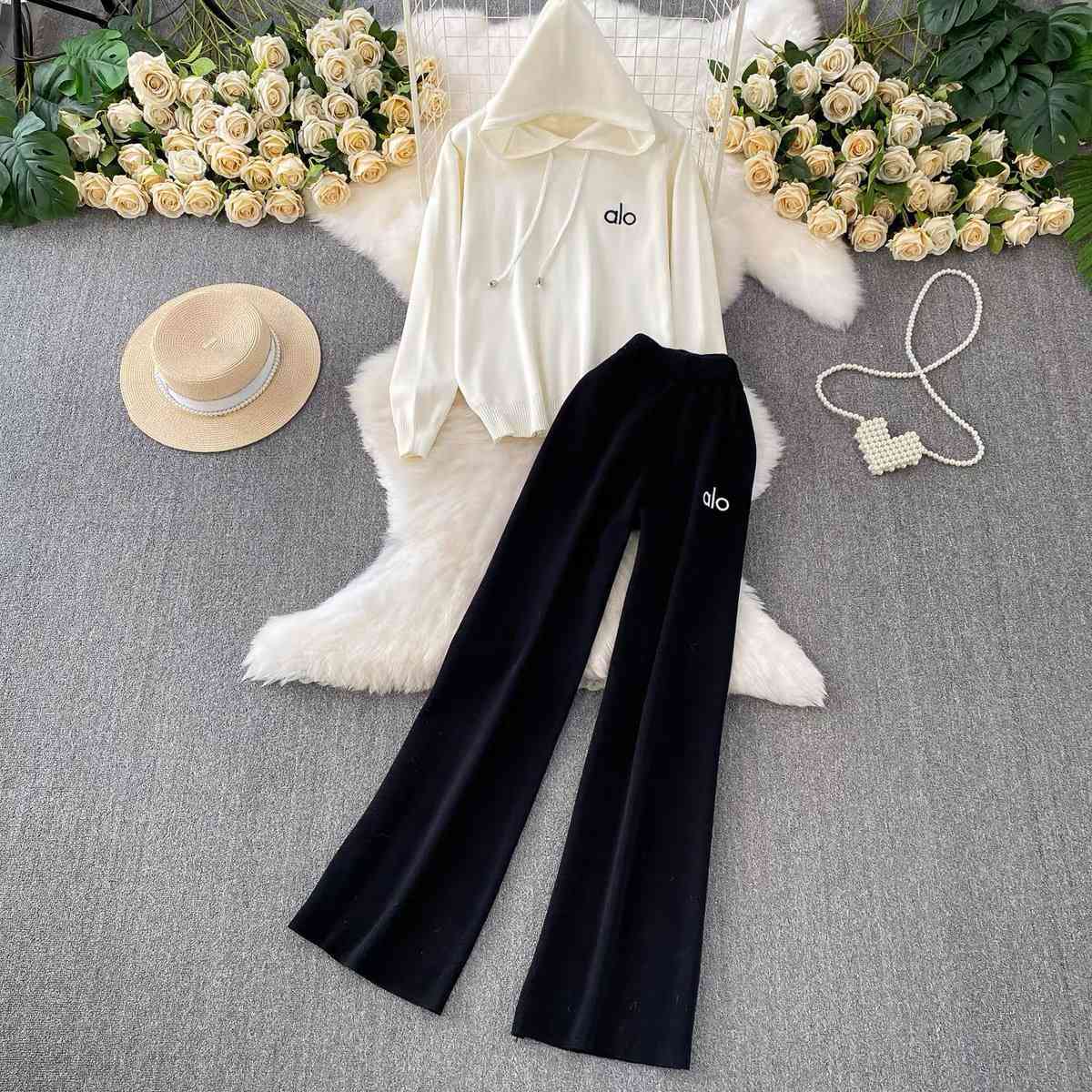 Two-piece loungewear tracksuit set