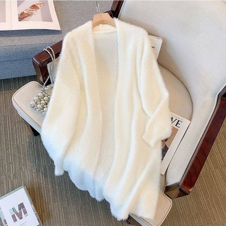Women's oversized open-front fuzzy cardigan