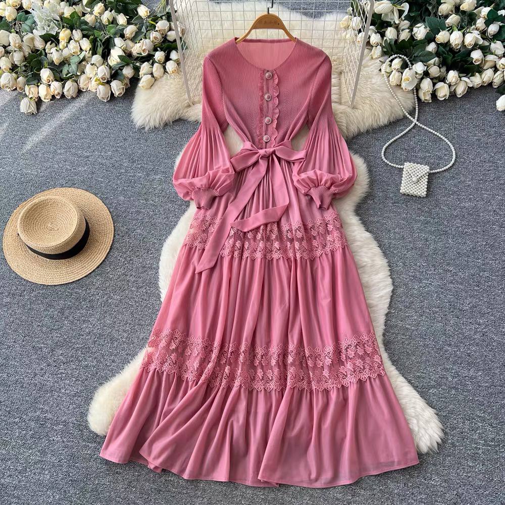 Miyaki lace-patchwork maxi dress