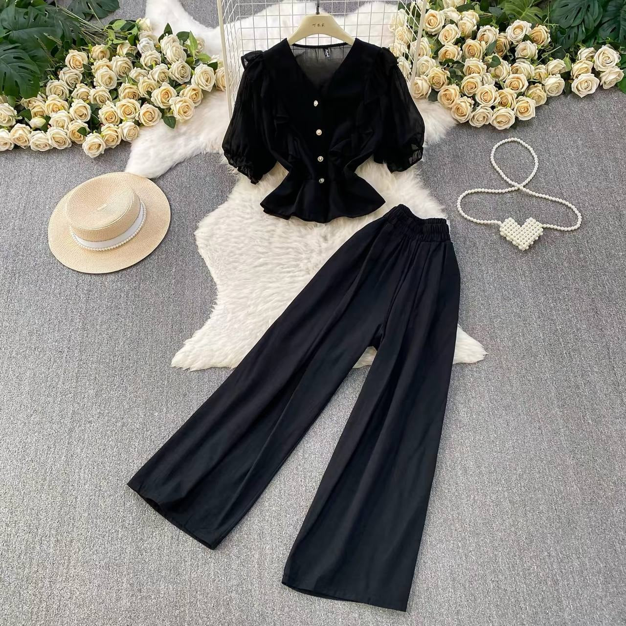 Two piece monochrome coord set