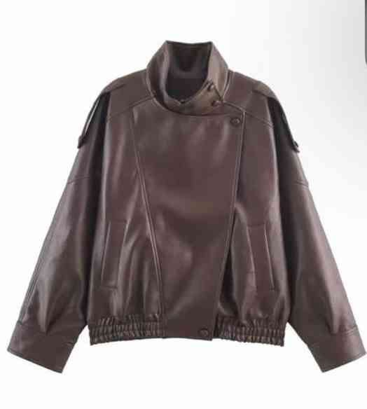 Dark brown faux leather jacket