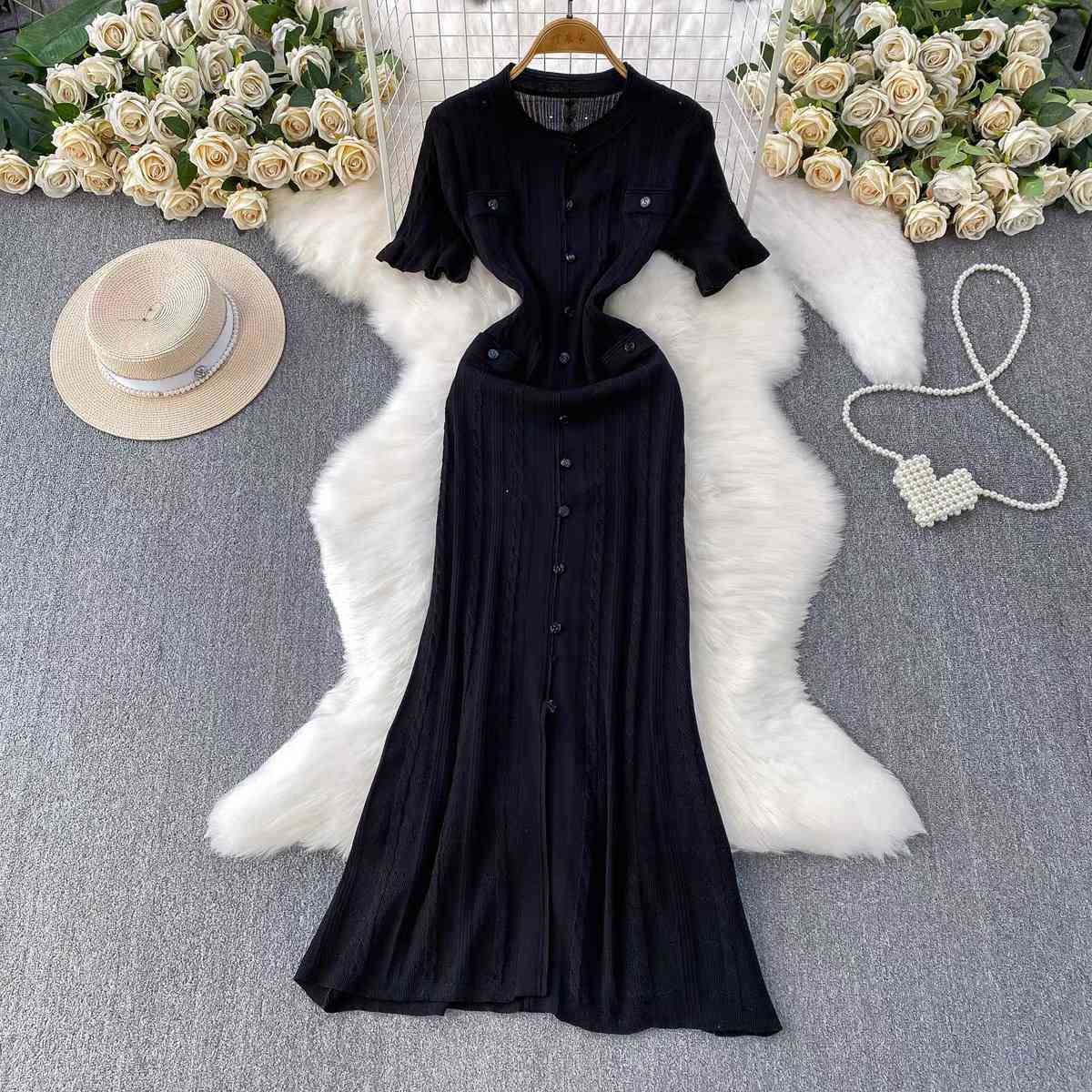 Short sleeve knit maxi dress