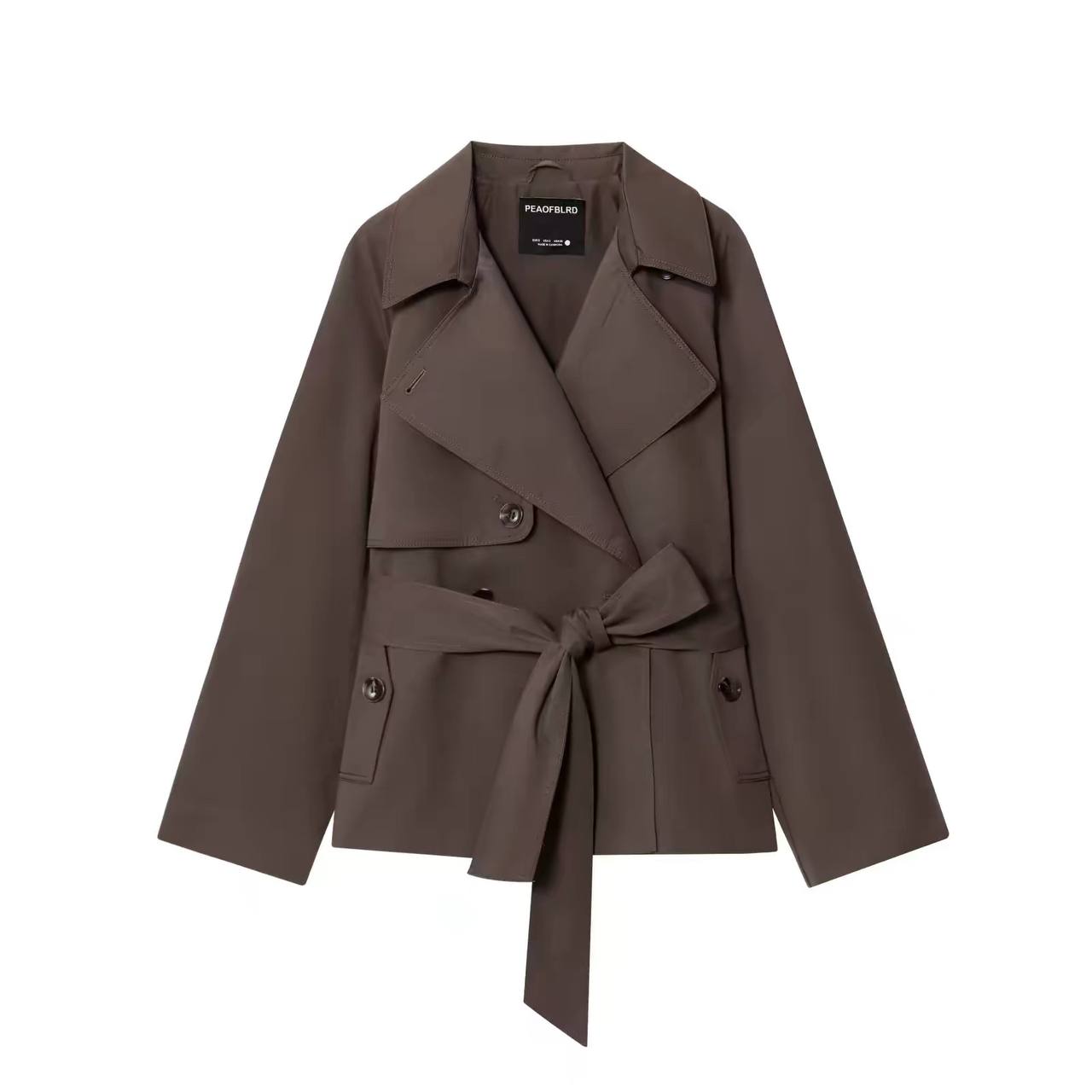 Brown cropped trench coat