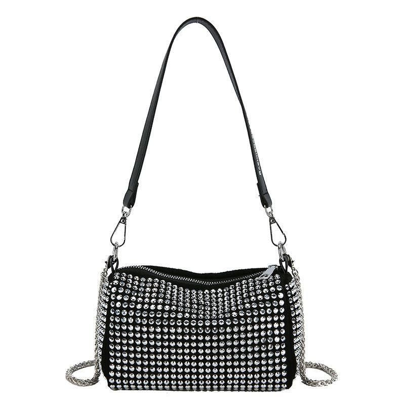 Women's rhinestone embellished shoulder and crossbody evening bag