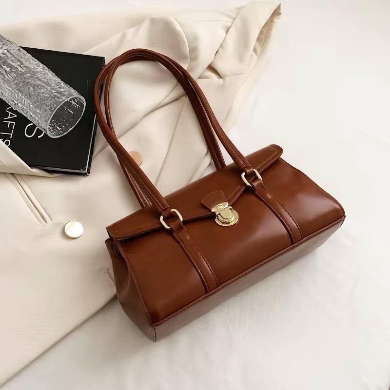 Brown PU leather shoulder bag