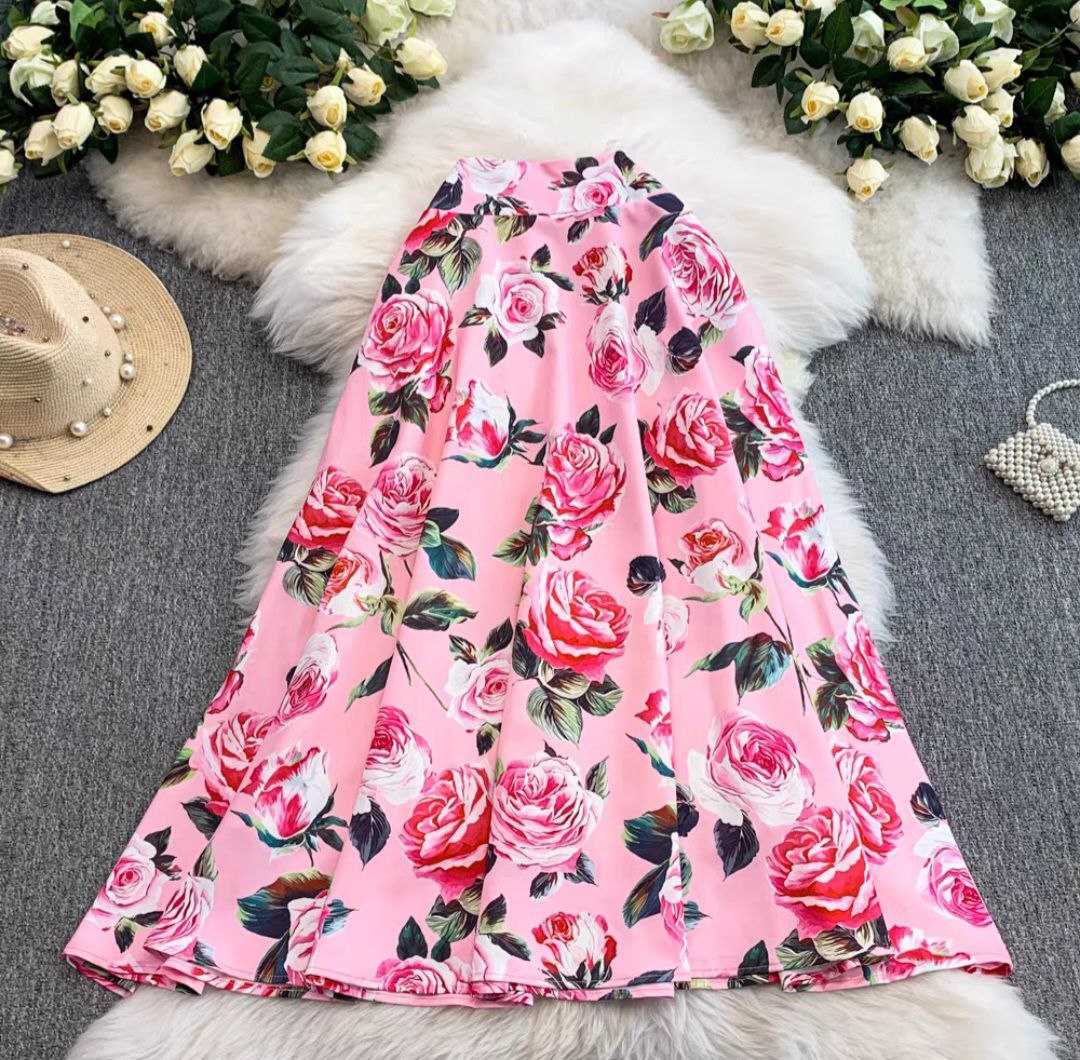High-waisted Floral Maxi Skirt