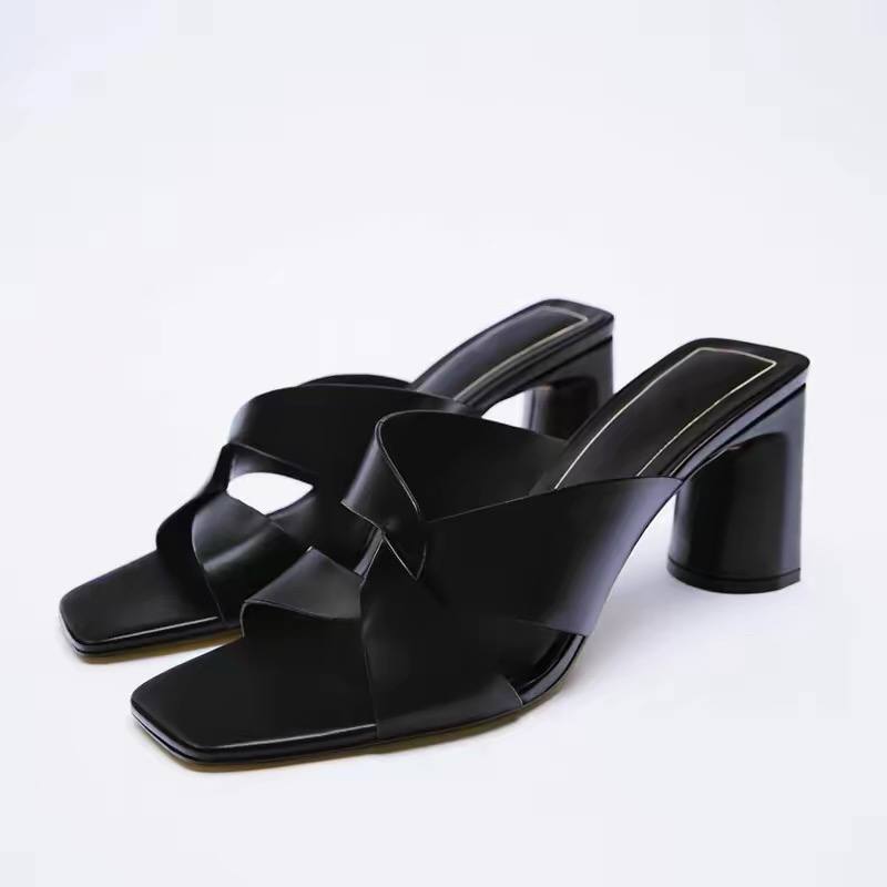 Zara Leather Block Heel Sandals