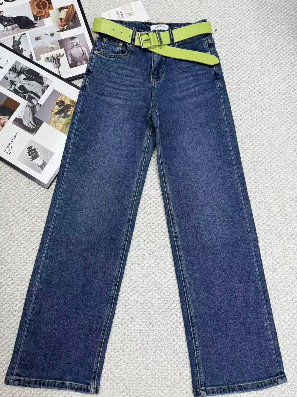 Mid-to-high-rise wide-leg flare jeans
