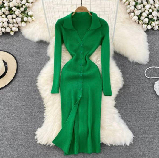 Elegant Fashion Split Knitted Dress