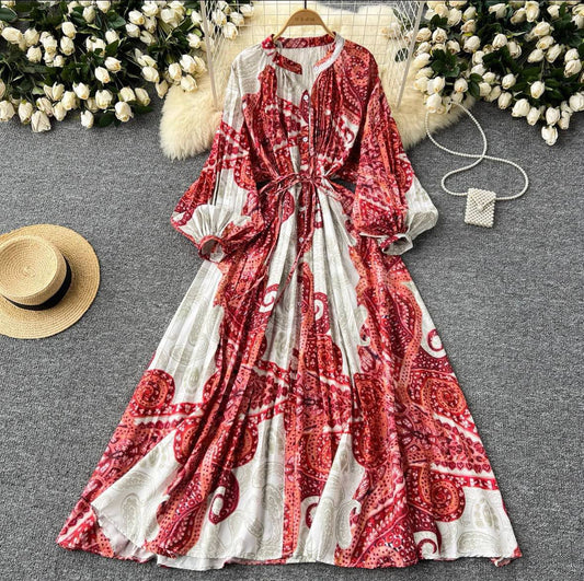 European & American style fashion retro pleated dress
