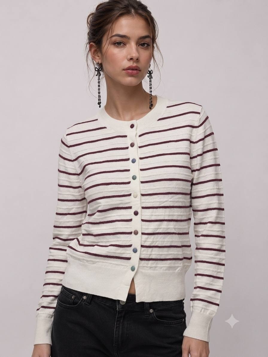 Bianco Lucci striped cardigan