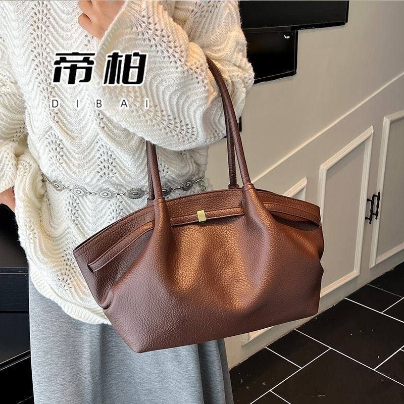 Brown textured leather tote bag