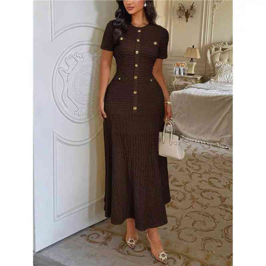 Tweed knit mermaid maxi dress