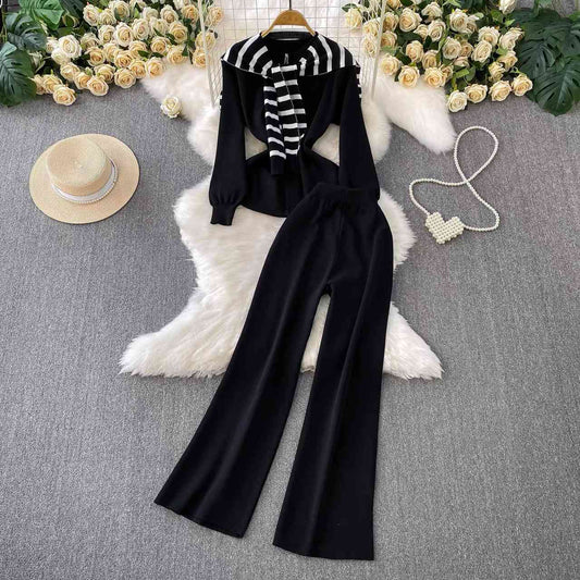 French-style knitted two-piece set