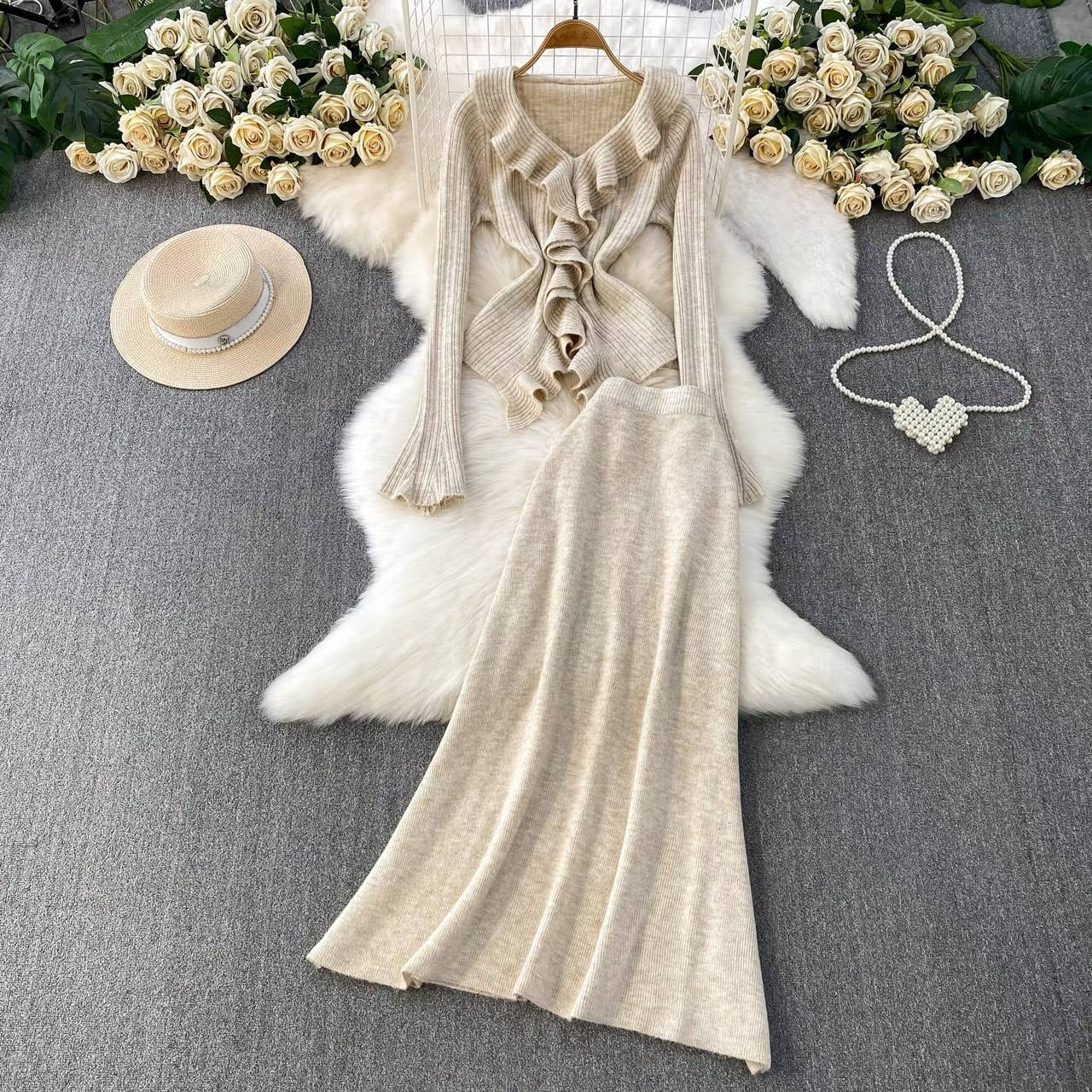 Two-piece ribbed knit co-ord set