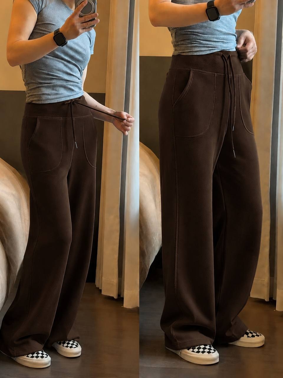 High-waisted wide-leg lounge pants