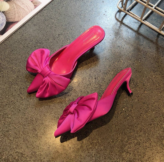 Eilyken Butterfly-Knot Pointed Toe Stiletto Heel Slipper
