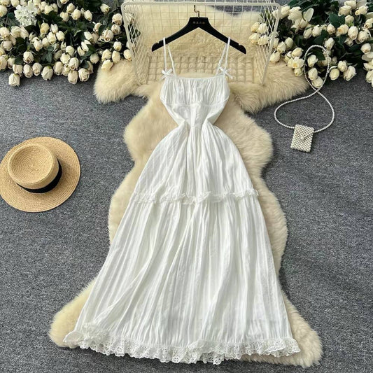 White bohemian cottagecore maxi dress