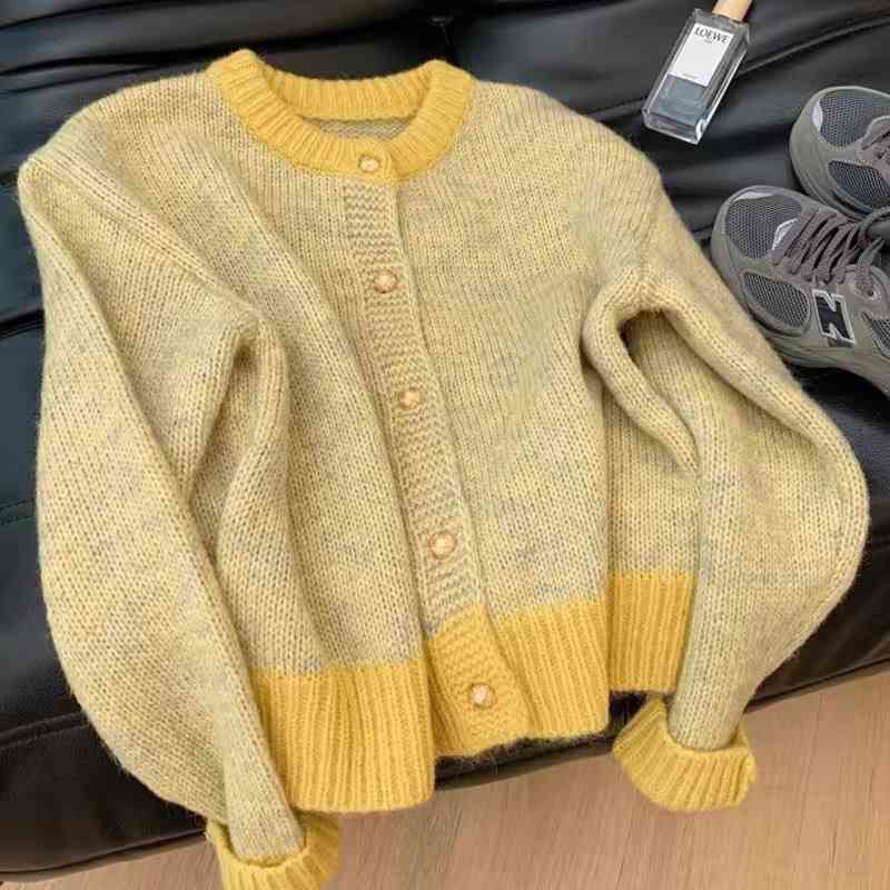Color-block knit cardigan