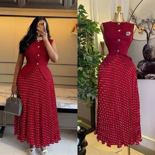 Red two-piece outfit