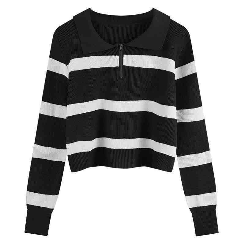Black and white striped knit sweater