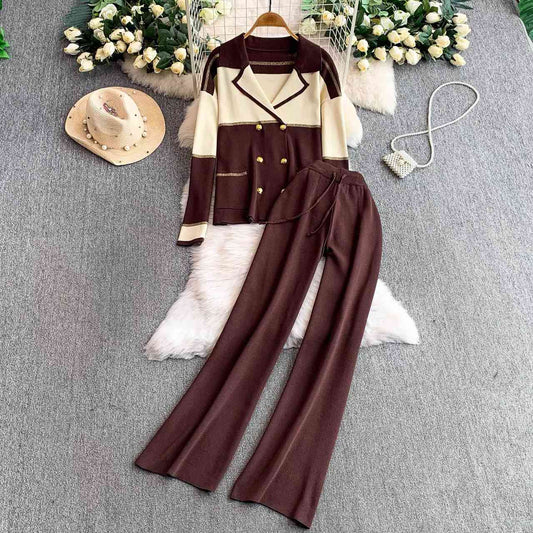 Two-piece colorblock knit co-ord set,