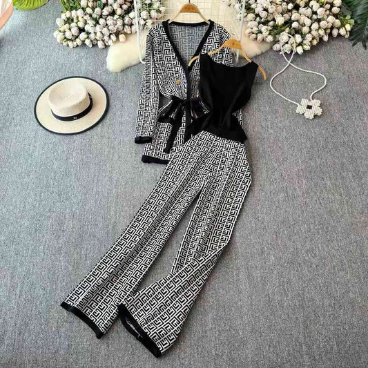 Monochrome 3 piece knit co-ord set