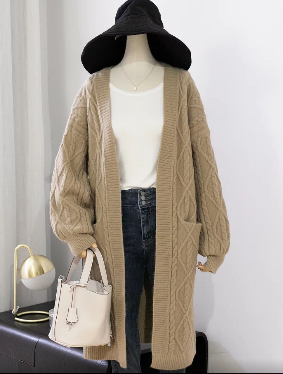 Plus-size cable-knit ensemble