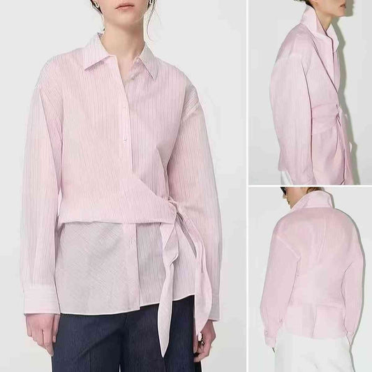 Striped blouse with bow detail