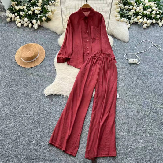 Burgundy linen two-piece matching lounge set
