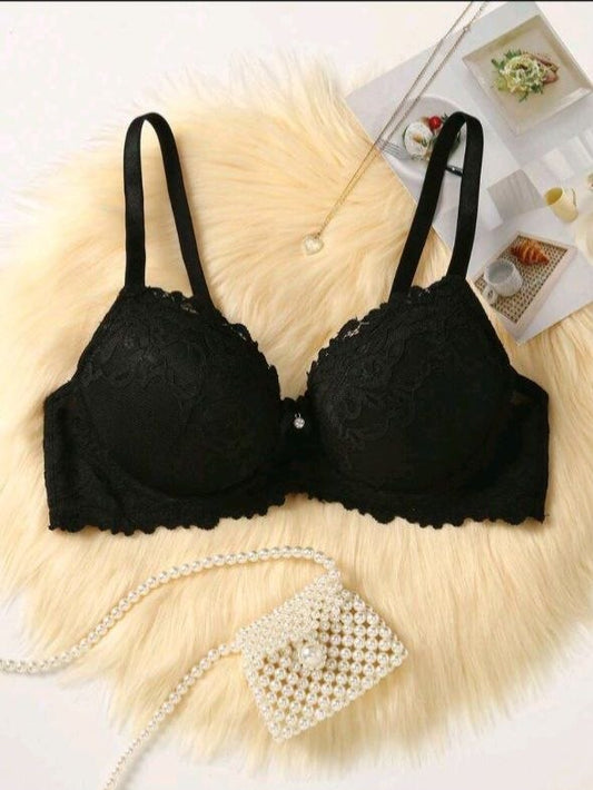 DesireSculpt women's lace underwire push-up bra in black