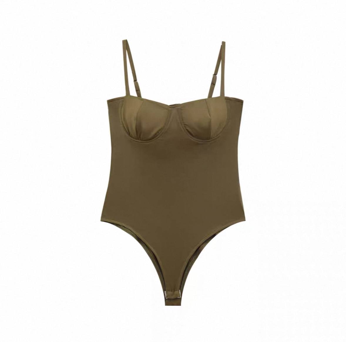 Khaki green bustier bodysuit