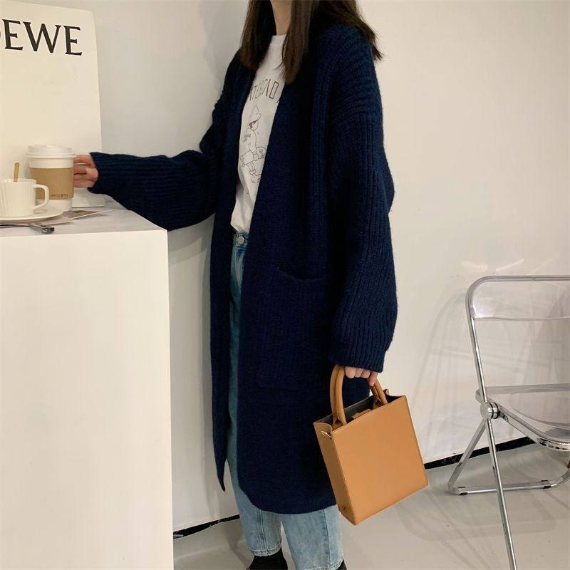Oversized long ribbed-knit cardigan