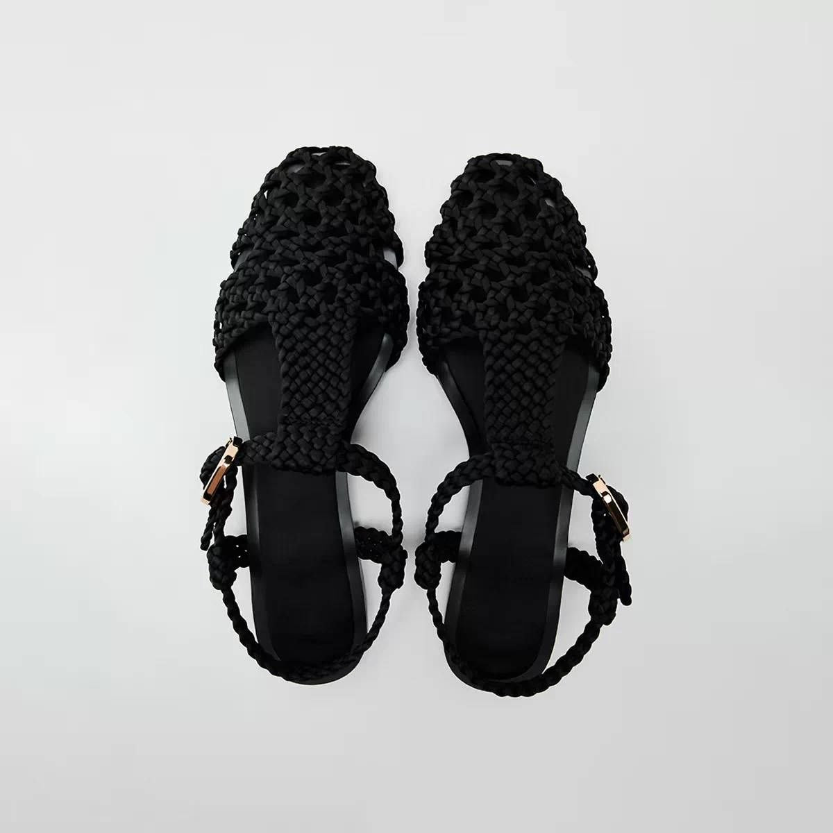 Zara Flat Cage Sandals with Satin Effect